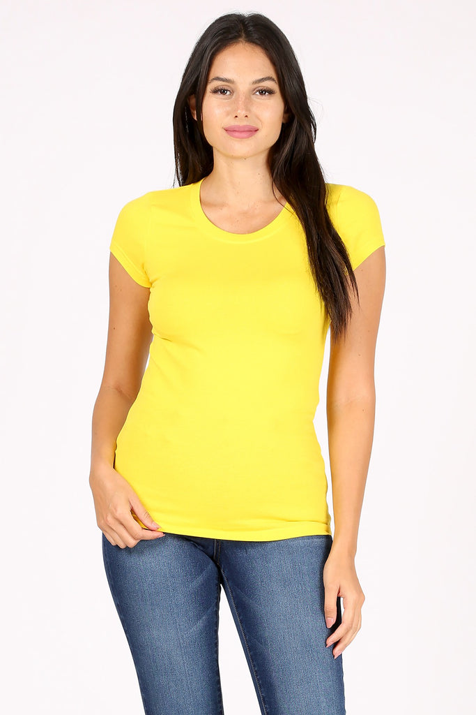 Rosio Round Neck Fitted Shirt - Yellow – Lucky Wholesale