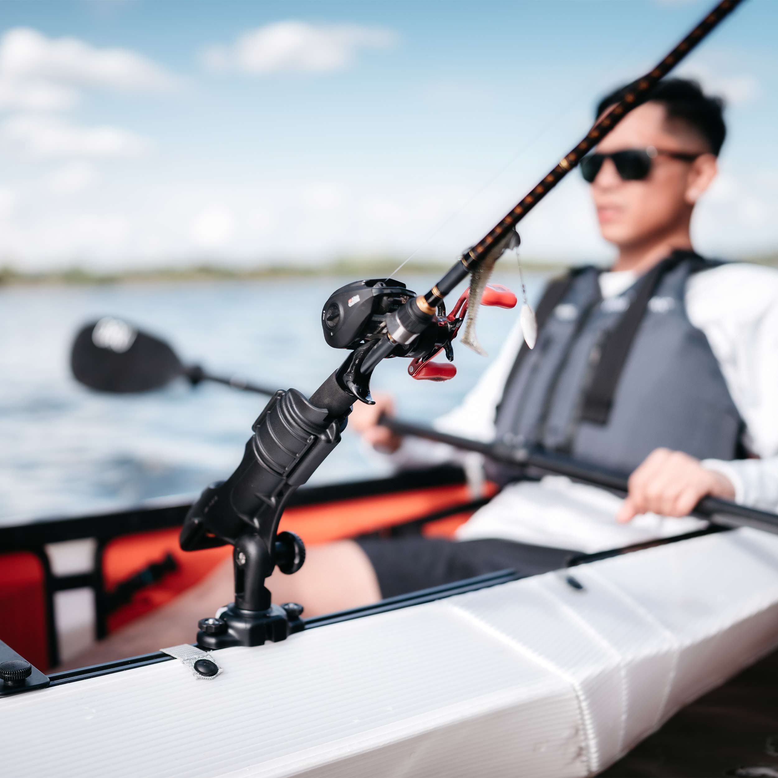 Plastic Mount Kayak Fishing Rod Holder Insert Socket Bracket Water
