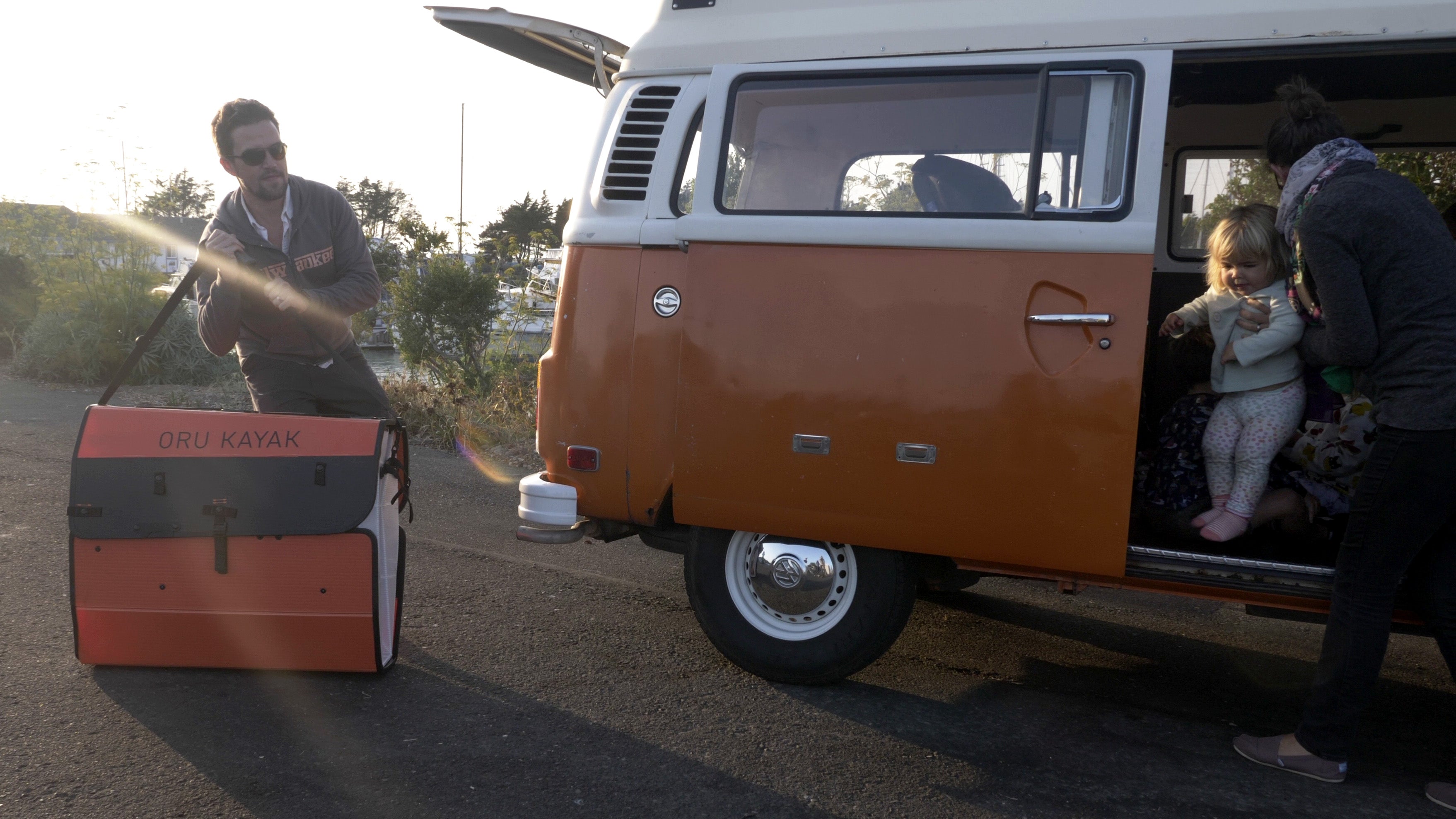 Van and family unloading their haven tt 