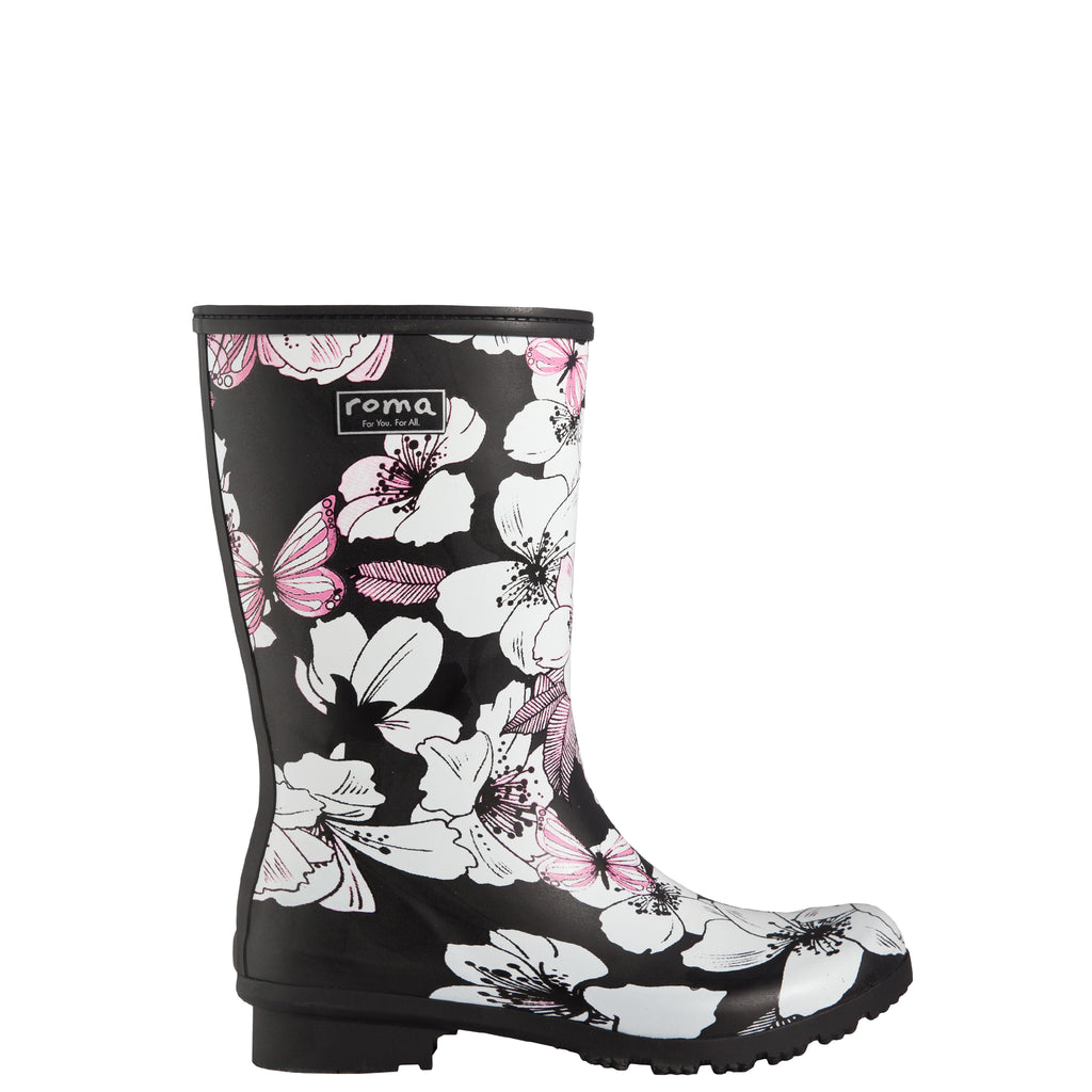 floral rain boots