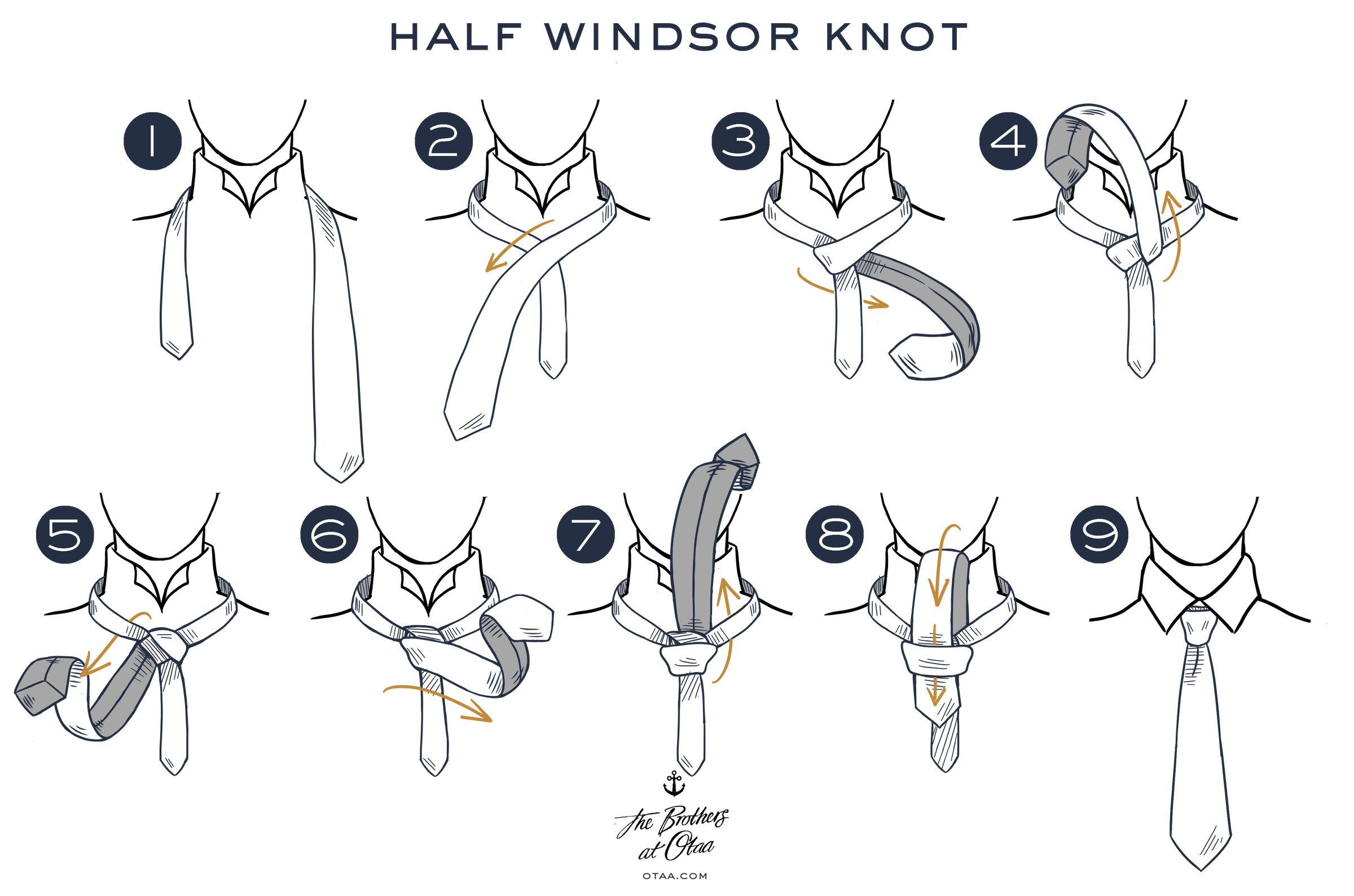 How To Tie A Half Windsor Knot Tie Knot Tutorial Learn How To Tie A Tie Otaa
