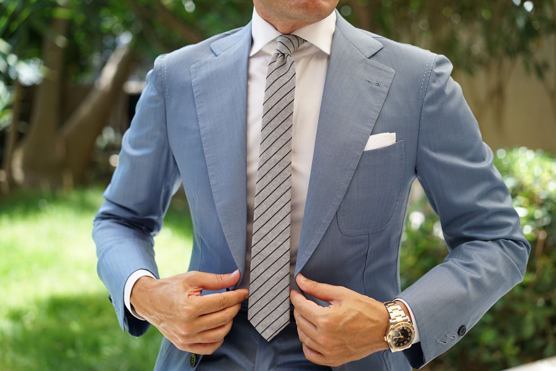 Ash Gray Pinstripe Skinny Tie | Men's Grey Striped Slim Ties Neckties ...