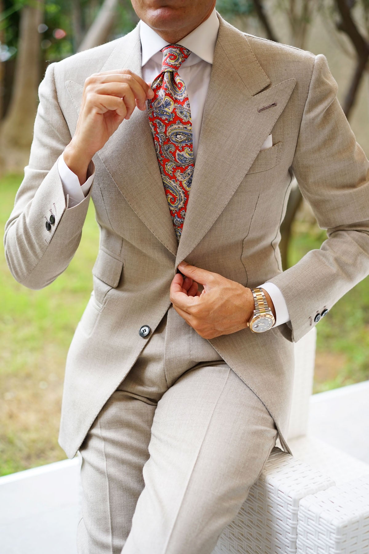Ayatollah Paisley Necktie | Designer Tie for Men | Red Pattern Ties | OTAA