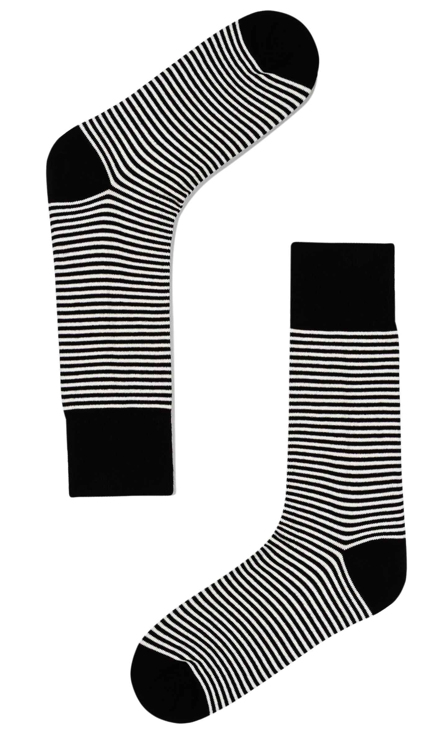 Black & White Thin Pinstripes Cotton-Blend Socks | Mens Casual Socks | OTAA