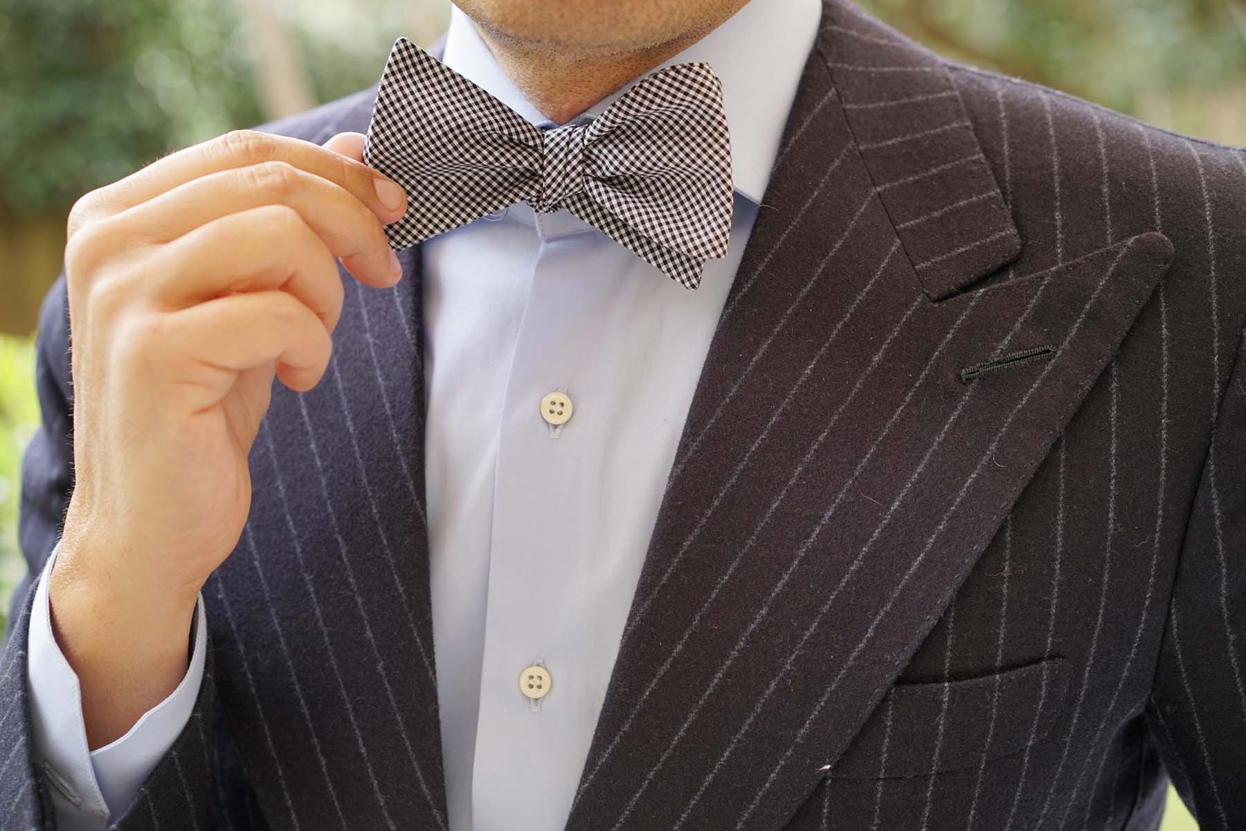 Black Gingham Cotton Self Tie Bow Tie | Untied Ties Bowtie | OTAA