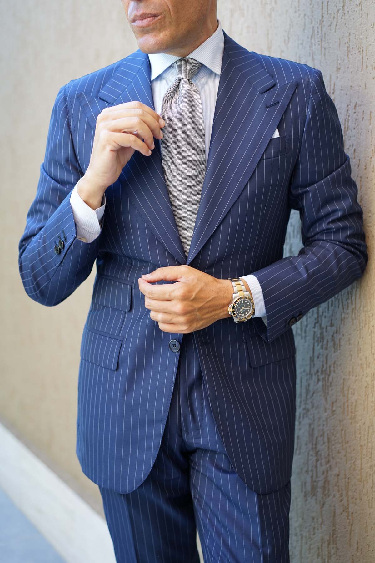 Black Tweed Linen Stitching Necktie | Shop Best Quality Ties for Men | OTAA