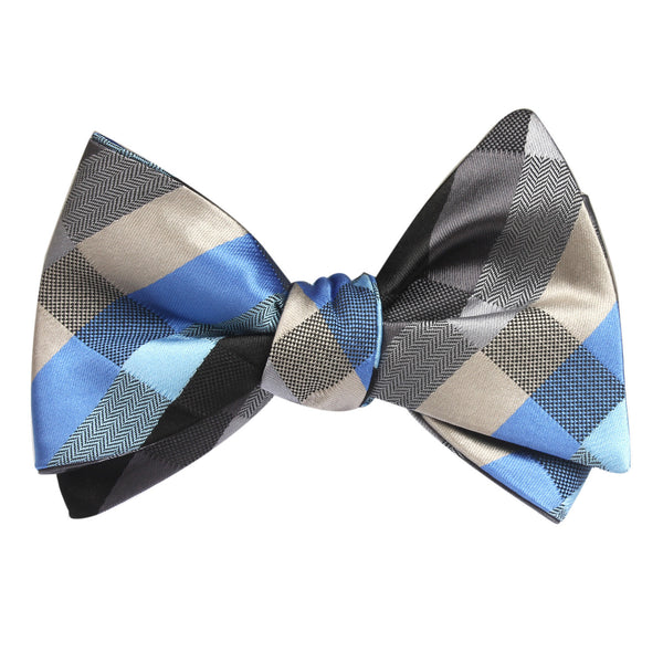 Black Grey Silver Blue Pattern Bow Tie Self Tie | Ties Australia | OTAA