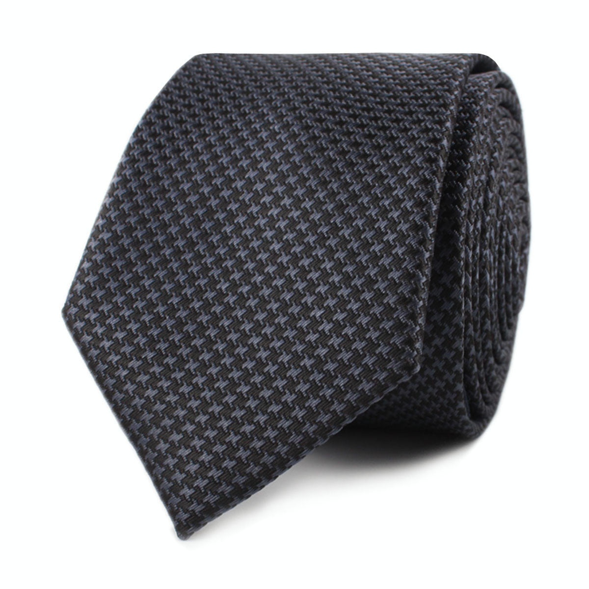Black Houndstooth Pattern Skinny Tie | Mens Pattern Slim Ties Neckties ...