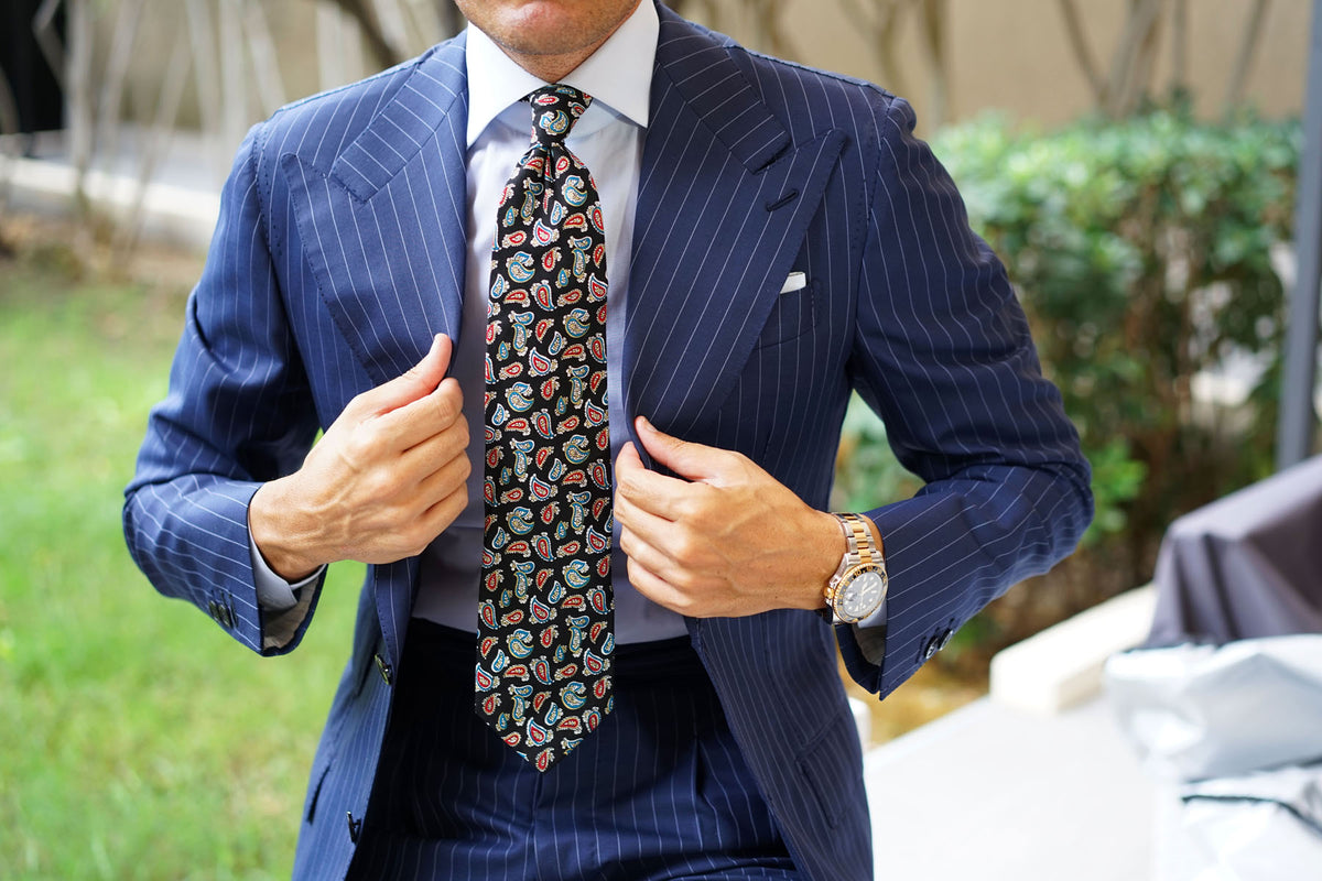 Black Twisted Teardrop Paisley Tie | Buy Vintage Ties | Men's Neckties ...