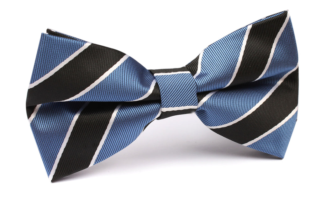 Black White Blue Striped Bow Tie | Melbourne Ties Australia | OTAA