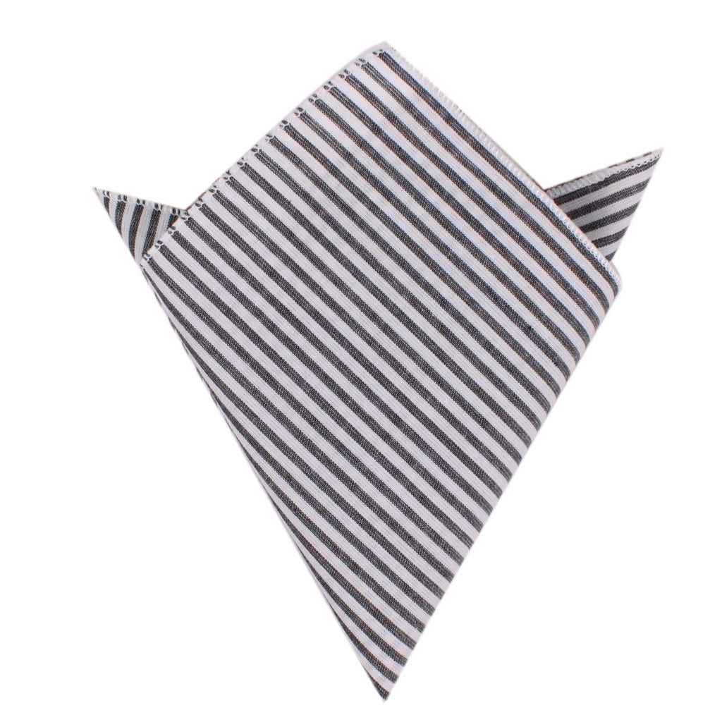 Black and White Chalk Stripes Cotton Pocket Square | Men's Handkerchief ...