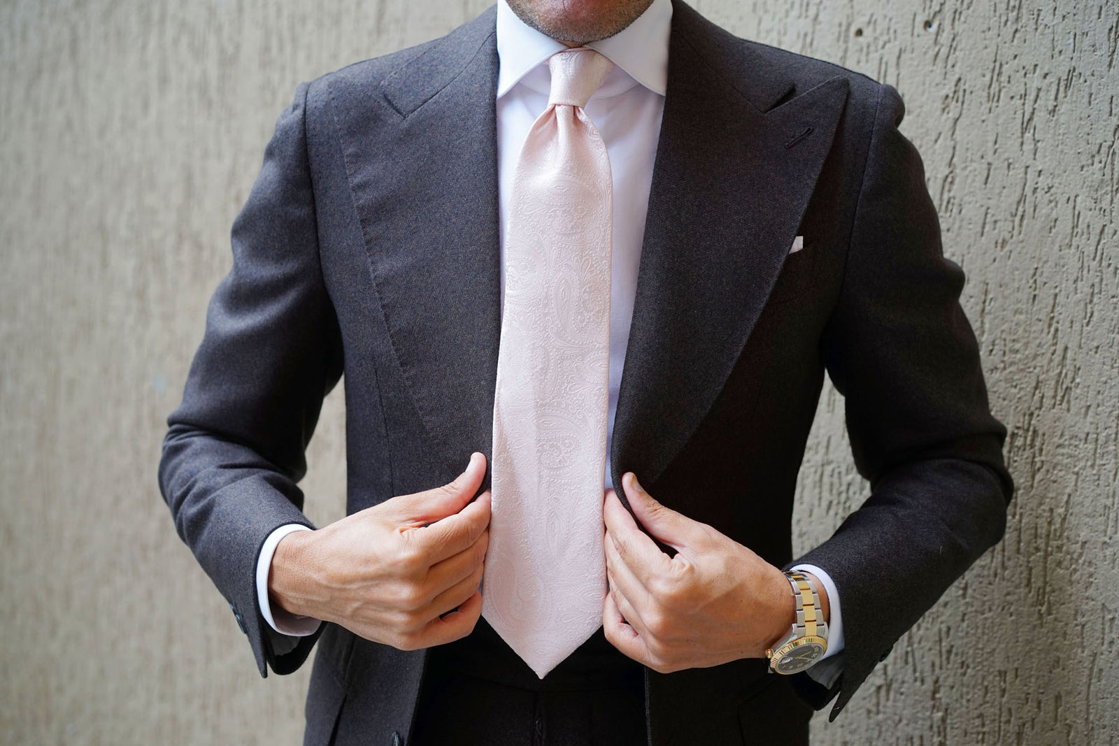 Blush Peach Paisley Necktie | Pink Floral Wedding Tie | Groomsmen Ties ...