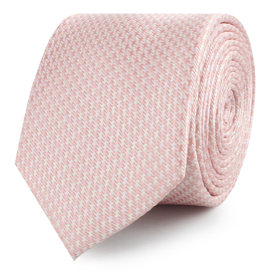 Blush Pink Houndstooth Skinny Tie | Wedding Narrow Slim Ties for Groom ...