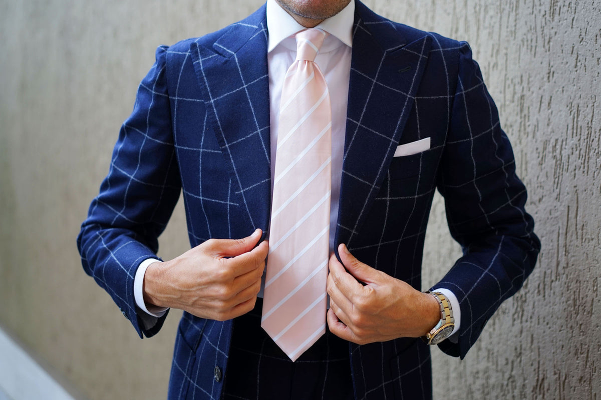 Blush Pink Striped Necktie | Petal Tie | Wedding Ties | Men's Neckties ...