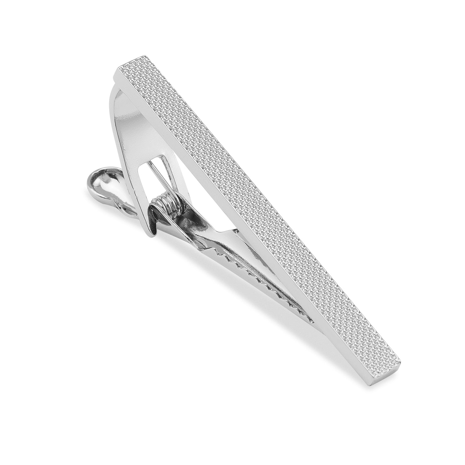 Bond Silver Tie Bar | Classic Textured Tie Clip Bars | Necktie Clasp | OTAA