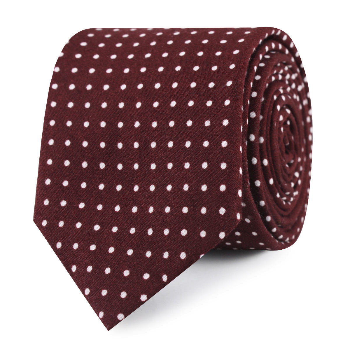 Burgundy Cotton Polkadot Skinny Tie | Red Dot Slim Ties Men's Neckties ...