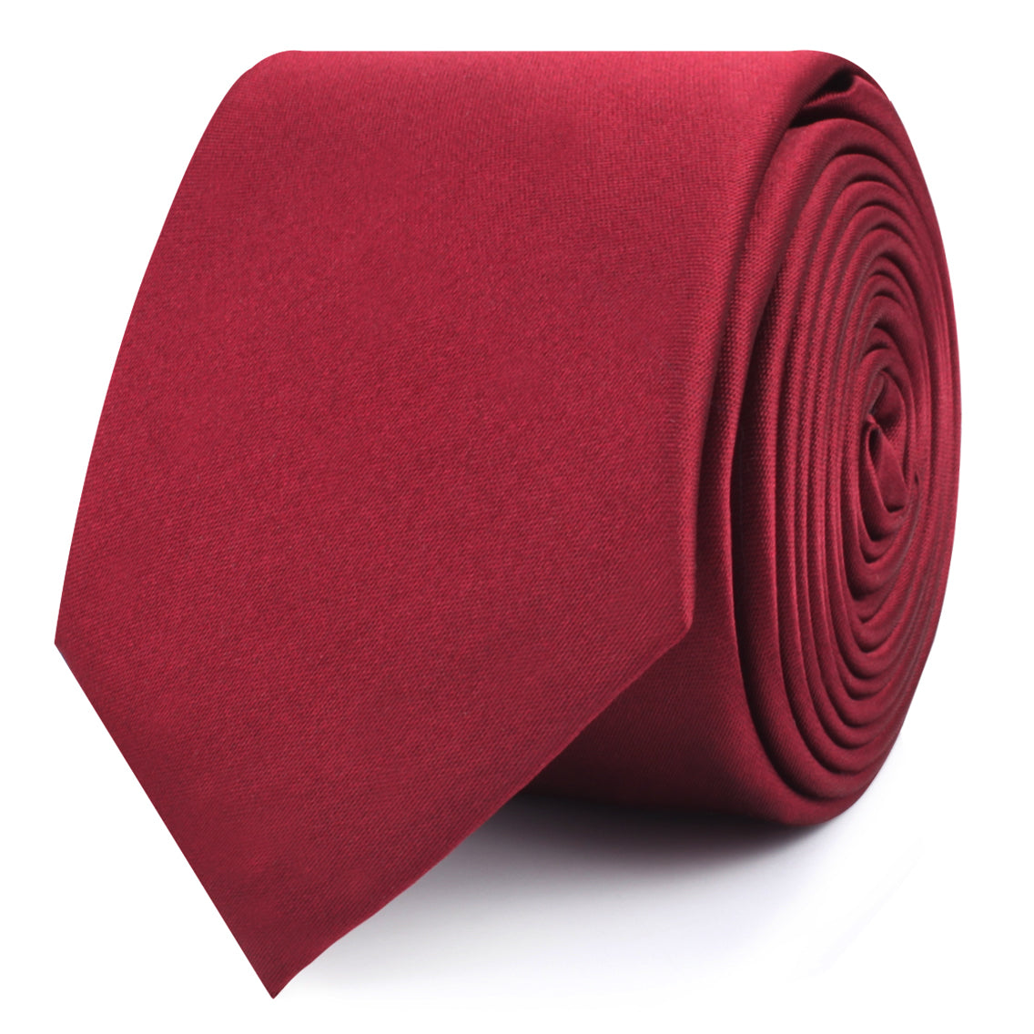 Burgundy Satin Skinny Tie | Red Power Slim Ties | Mens Narrow Neckties ...