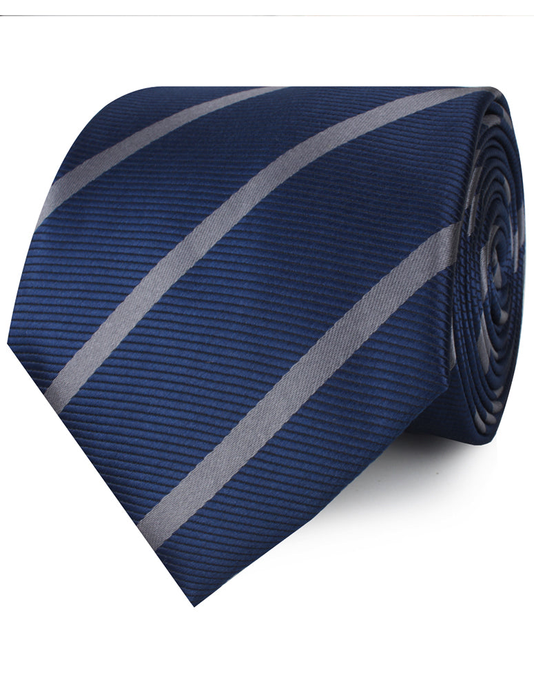 Charcoal Grey Striped Necktie | Classic Navy Blue Repp Tie | Mens Ties ...