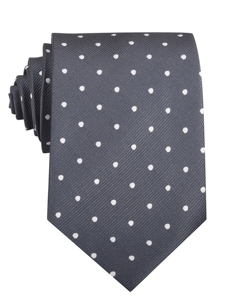 Charcoal Grey with White Polka Dots Necktie | Tie Ties Thick Wide ...