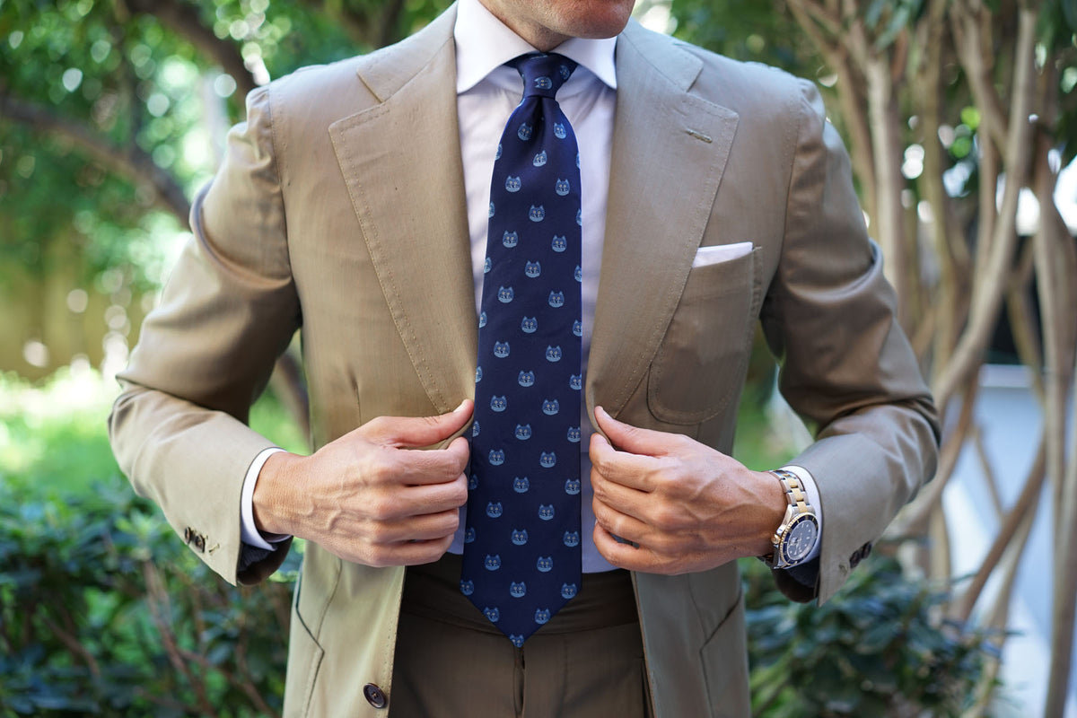 Cheshire Cat Face Tie | Animal Print Ties | Novelty Neckties for Men | OTAA