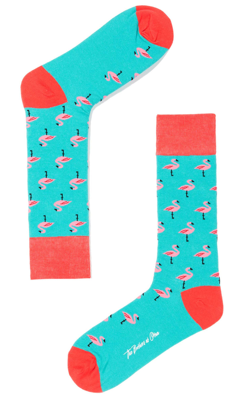 Chilean Flamingo Socks | Mens Happy Bird Colorful Blue Pink Crew Socks ...