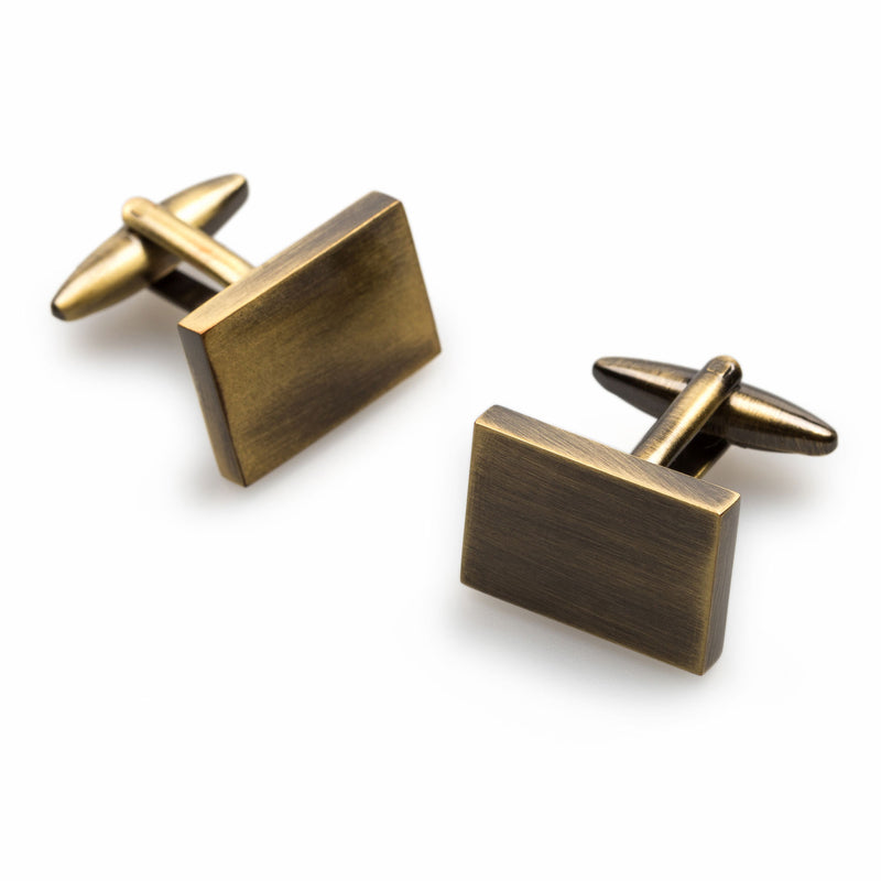 Classic Antique Brass Rectangle Cufflinks | Vintage Brushed Cuff Links ...