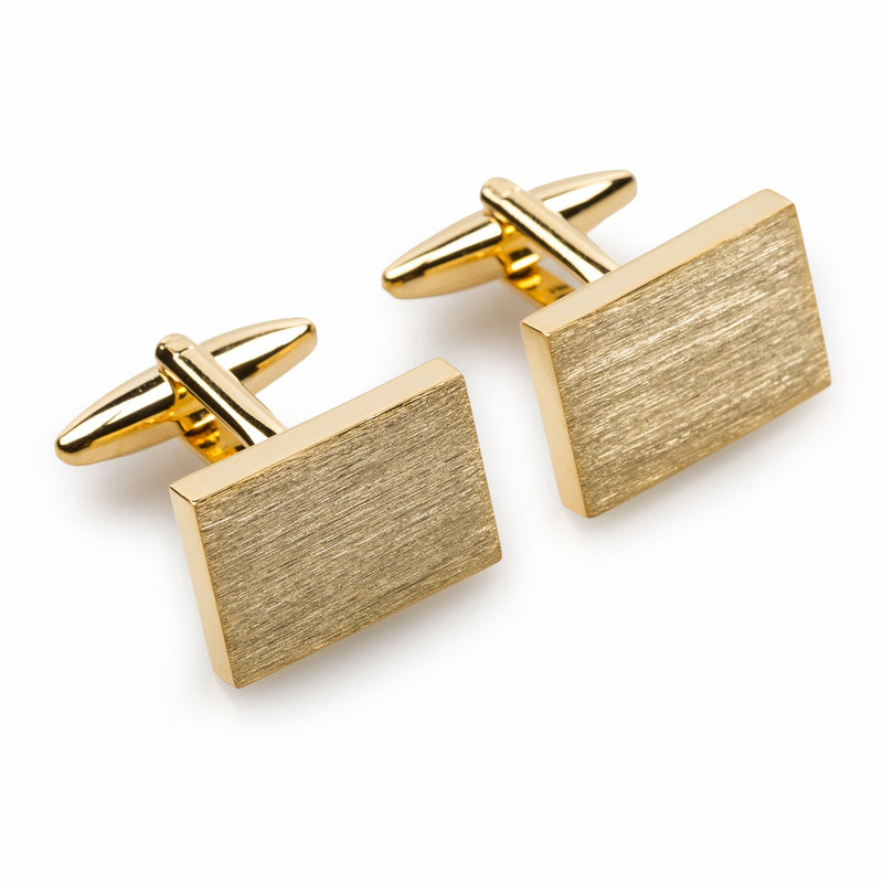 Classic Gold Rectangle Cufflinks Men Elegant Brushed Cuff Links Otaa 8182