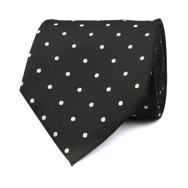 Coal Black with White Polka Dots Necktie | Men Tie Ties Neckties Shop ...