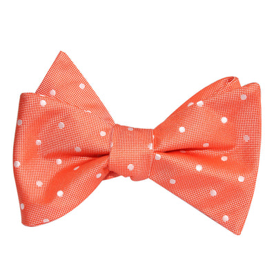Coral Orange with White Polka Dots Self Tie Diamond Tip Bow Tie Bowtie ...