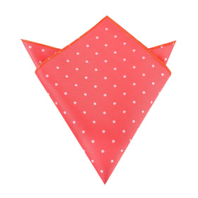 Coral Pink with White Polka Dots Pocket Square