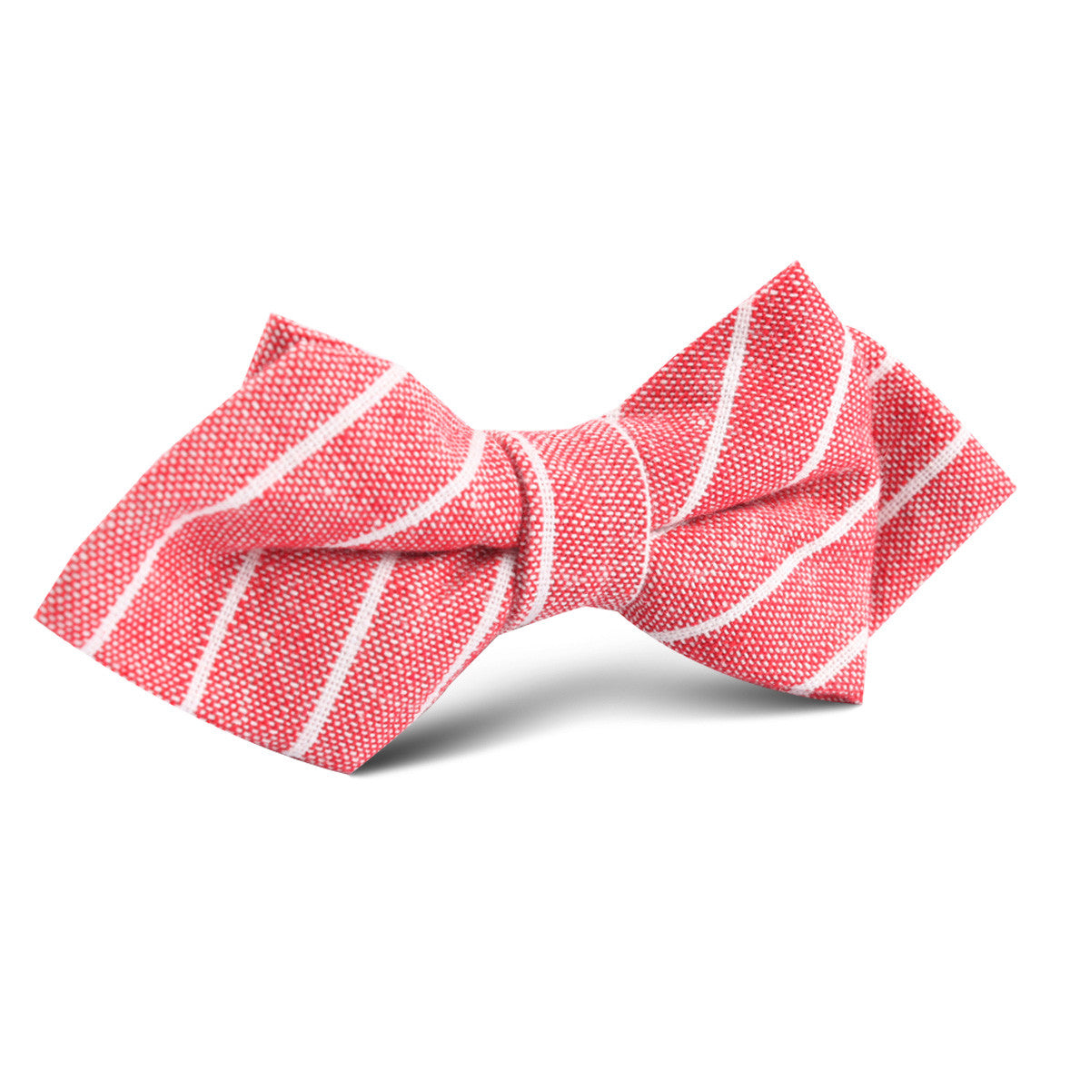 Crimson Red Linen Pinstripe Diamond Bow Tie | Striped Point Bowties AU ...