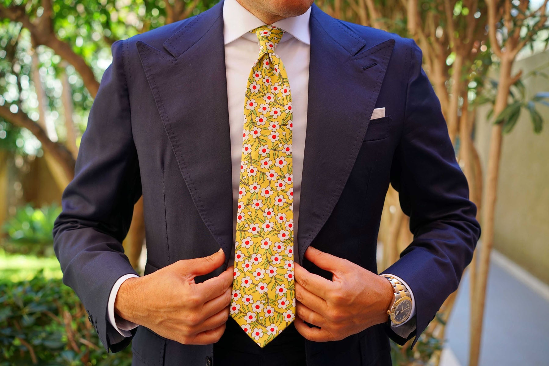 Cuban Marigold Floral Necktie | Yellow Flower Wedding Ties for Men AU ...