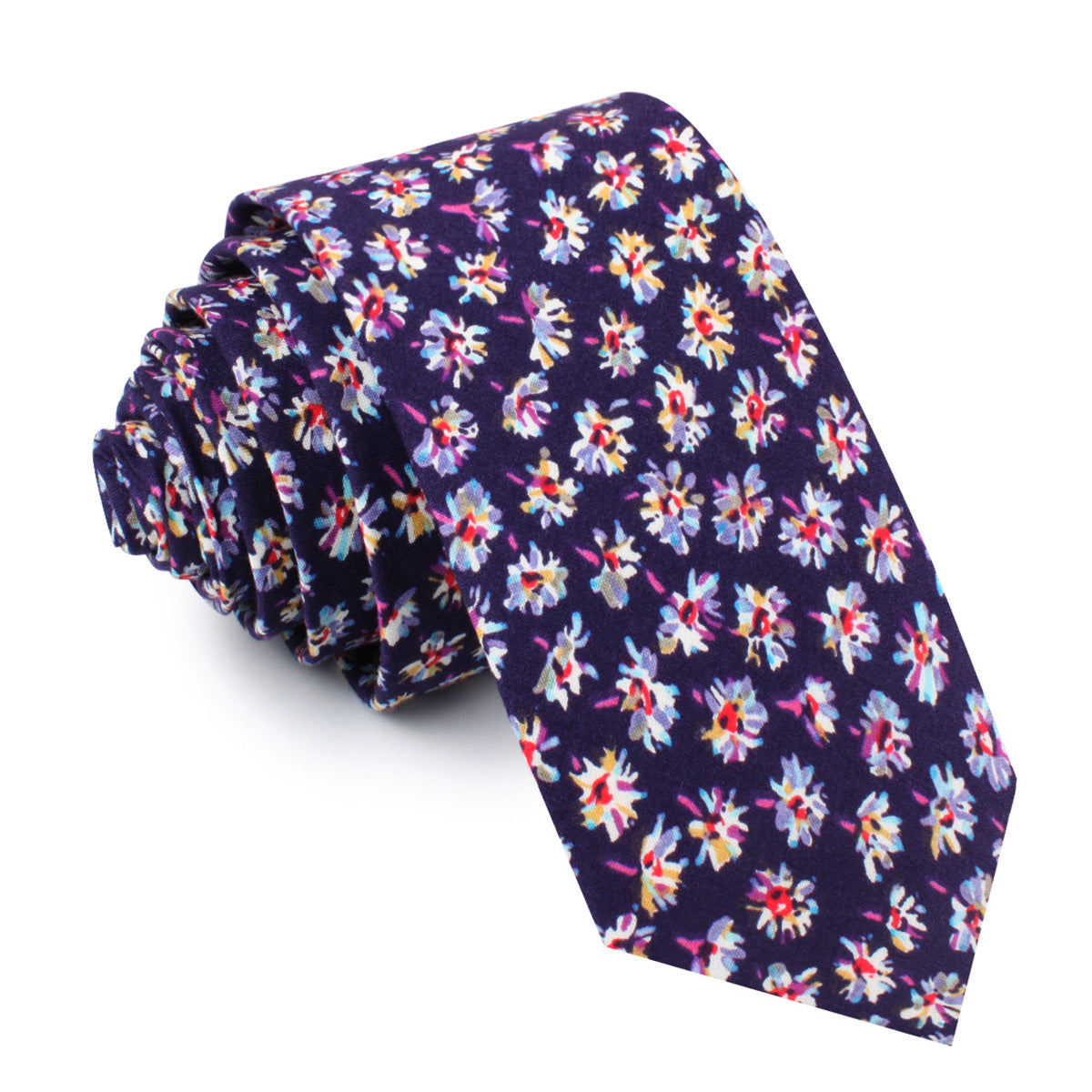 Culiacán Purple Floral Skinny Tie | Designer Flower Slim Ties Neckties ...