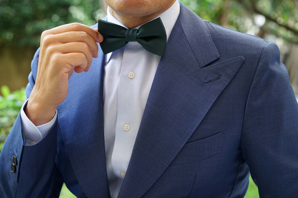 Dark Green Weave Bow Tie | Emerald Bowtie | Wedding Pre-Tied Bow Ties ...