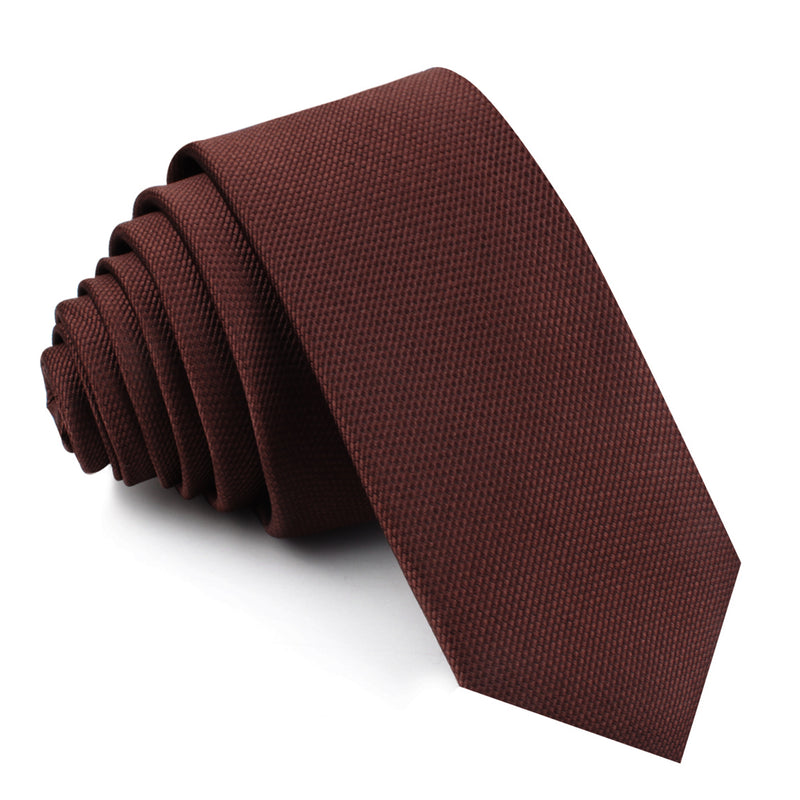 Dark Brown Weave Skinny Tie | Business Slim Ties | Mens Thin Neckties ...