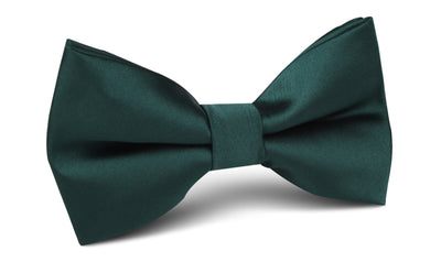 Dark Green Satin Self Bow Tie | Men's Emerald Wedding Self-Tied Bowtie ...