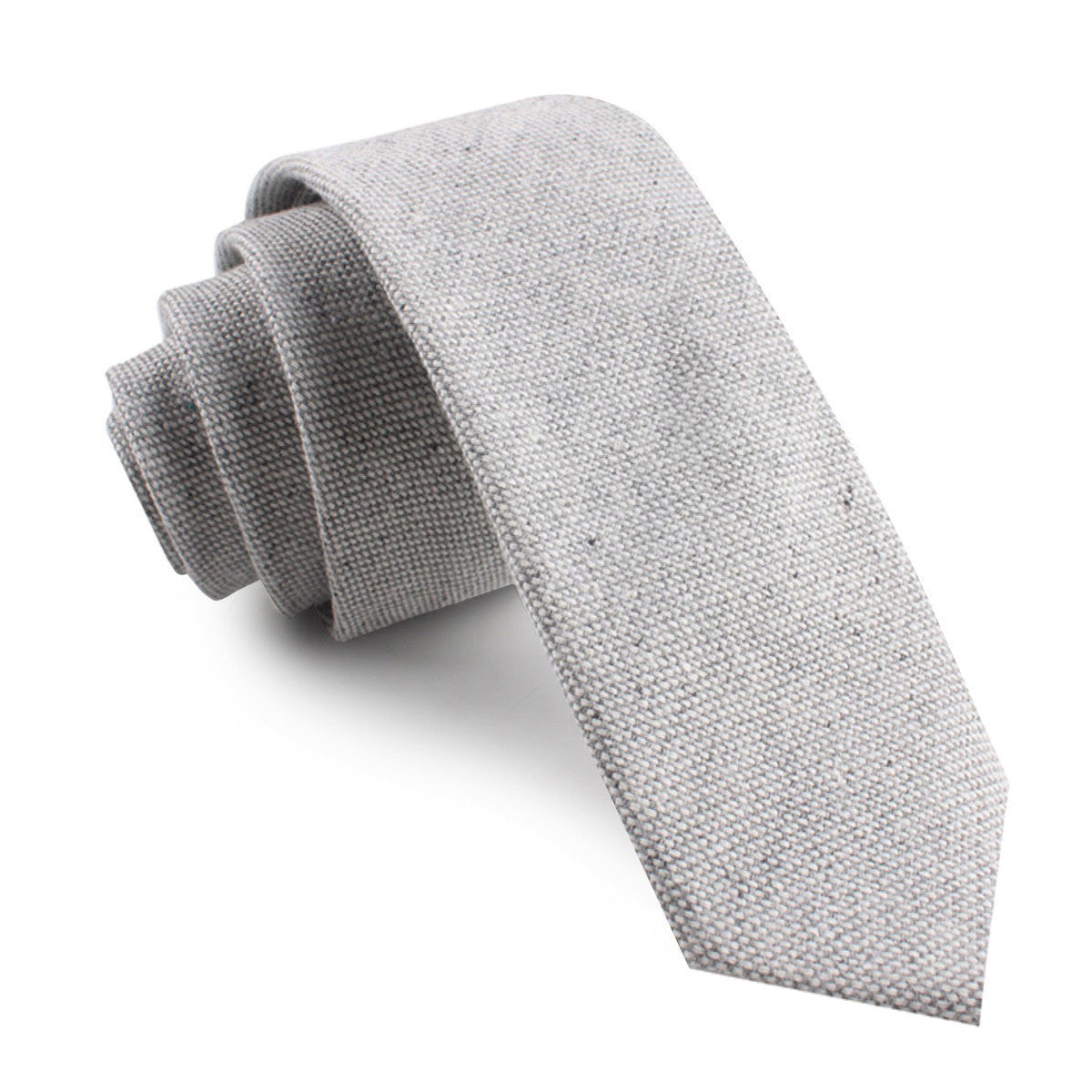 Dry Grey Donegal Linen Skinny Tie | Light Gray Slim Ties Thin Neckties ...