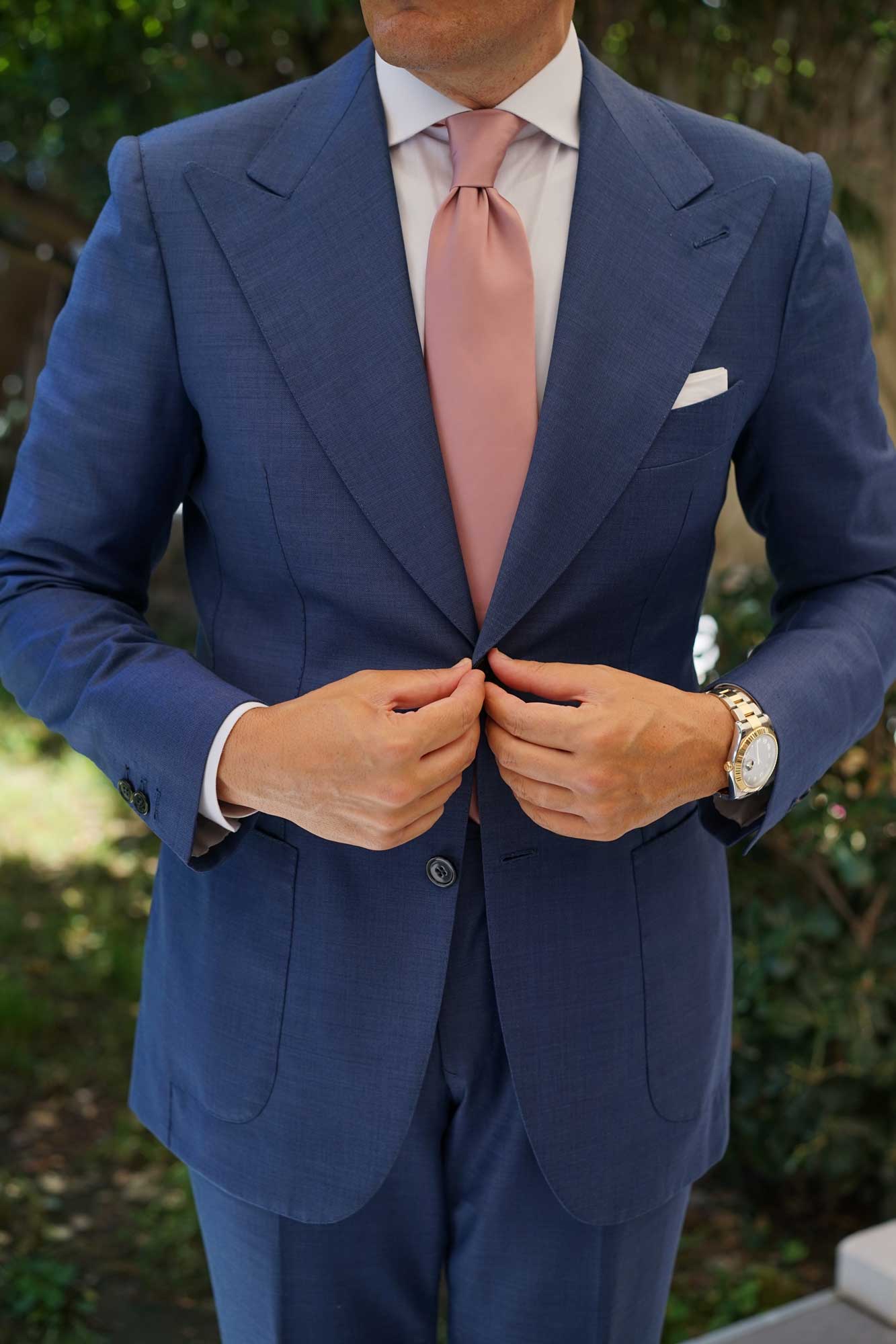 Dusty Rose Vintage Satin Necktie | Weddings | Pink Groomsmen Ties | OTAA
