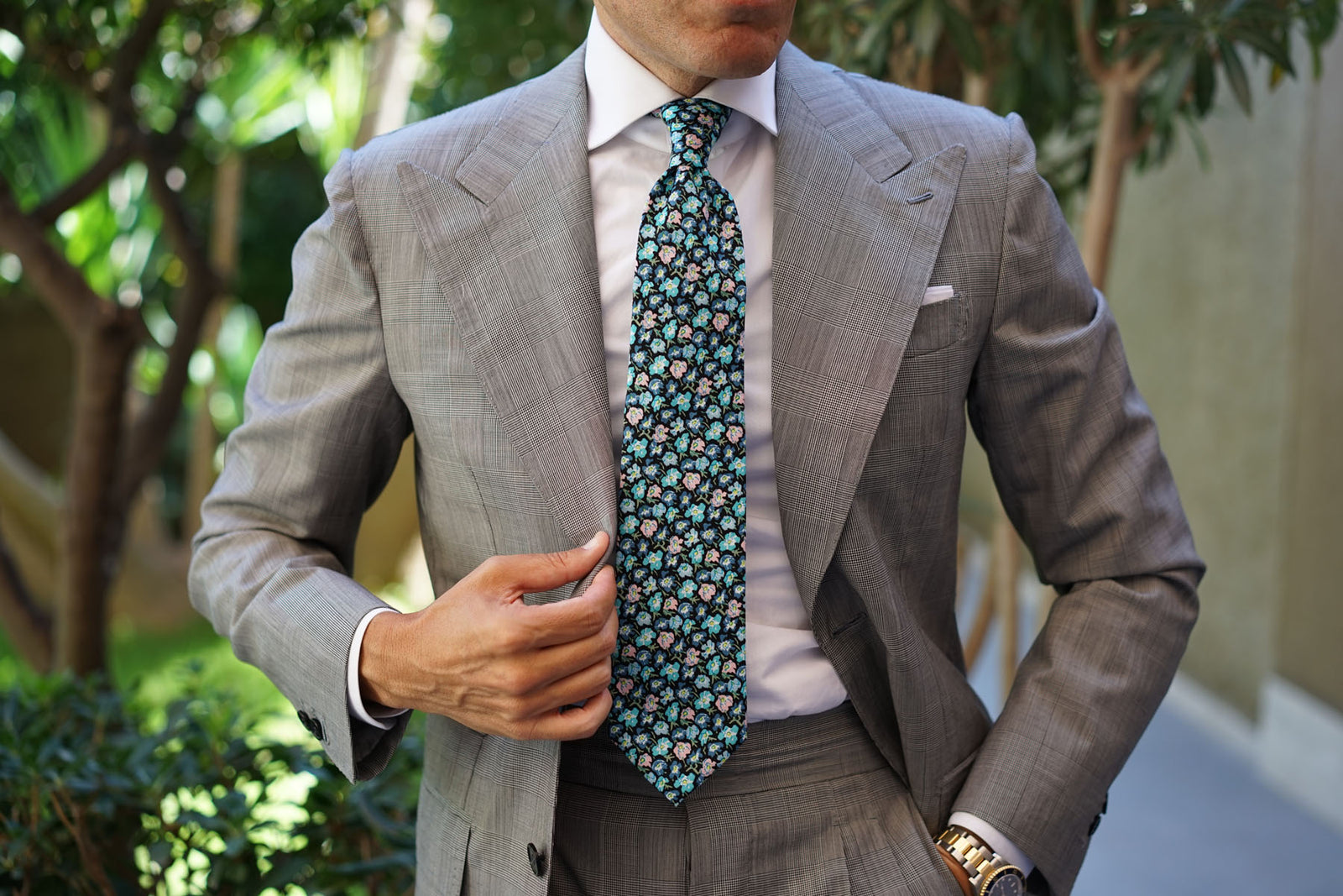 Flax Linum Blue Floral Necktie | Shop Flower Tie | Men's Designer Ties ...