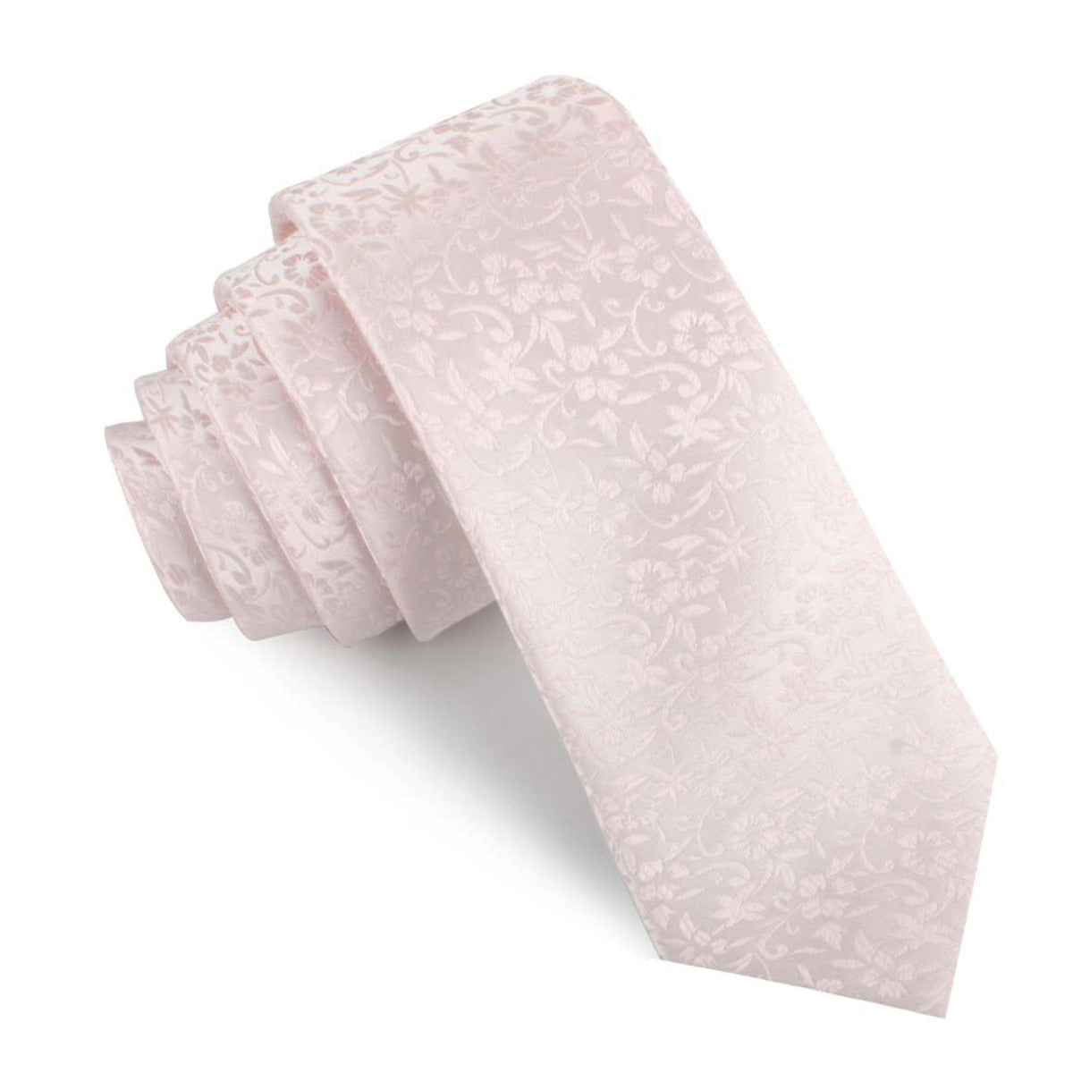 Florence Blush Pink Floral Skinny Tie | Flower Wedding Thin Slim Ties ...