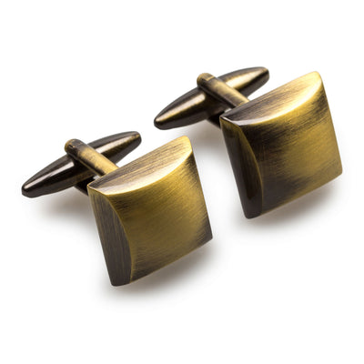 Tiger Eye Antique Brass Cufflinks | Brown Gemstone Square Cufflink | OTAA