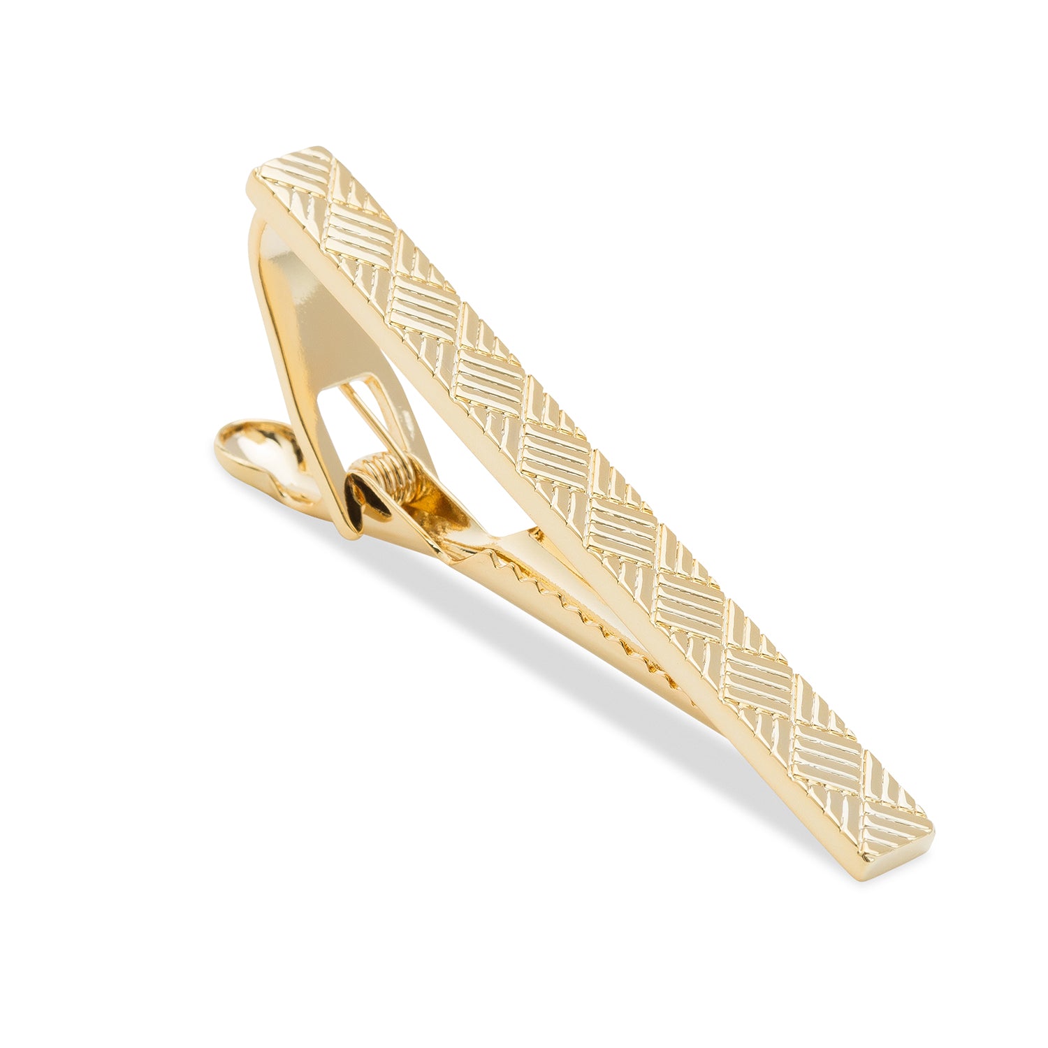 Gold Hitchcock Tie Bar | Swank Weave Basket Tie Clip | Necktie Clasp | OTAA