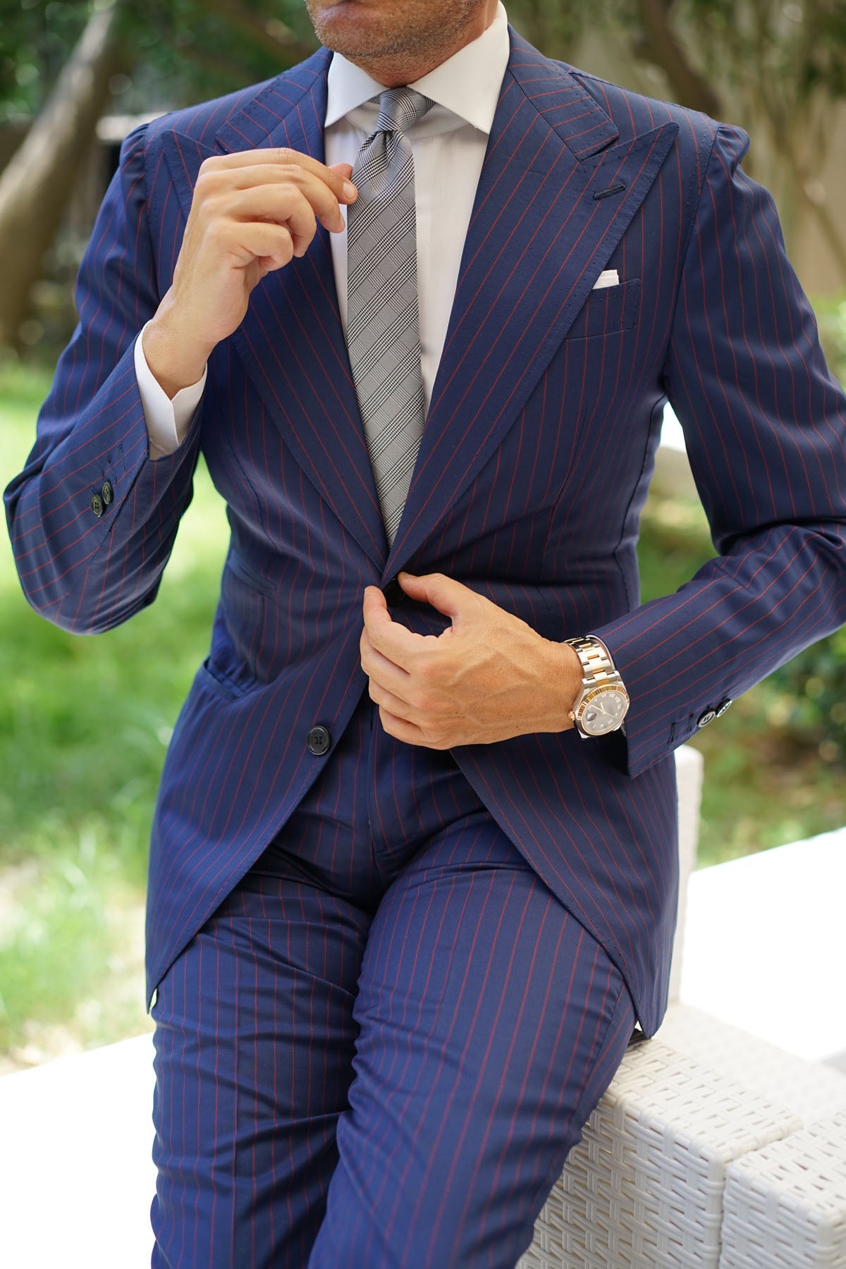 Grey Glen Plaid Skinny Tie | Prince of Wales Slim Ties Luxury Neckties ...