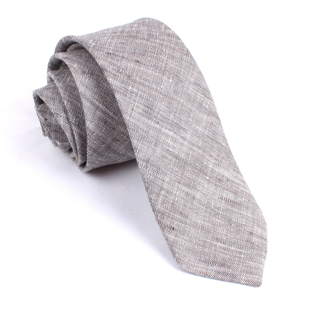 Grey Linen Chambray Skinny Tie | Thin Narrow Slim Ties | Australia | OTAA
