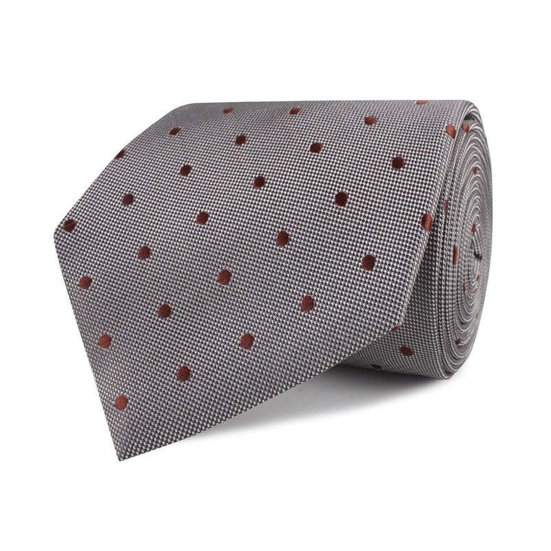 Grey with Brown Polka Dots Necktie | Tie Ties Thick Wide Normal ...