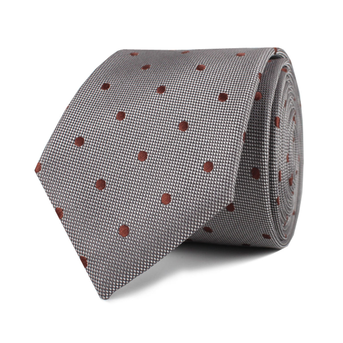 Grey with Brown Polka Dots Skinny Tie | Men's Designer Thin Slim Ties ...