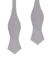 Grey with Mint Blue Polka Dots Self Tie Diamond Tip Bow Tie