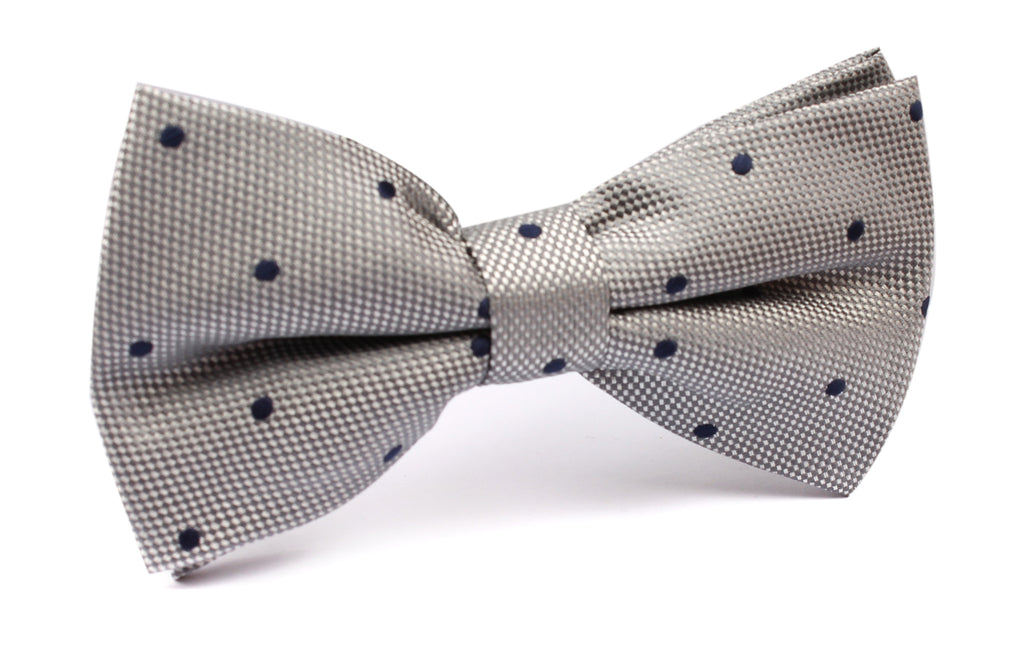 Grey with Navy Blue Polka Dots - Bow Tie | Mens Ties Australia | OTAA