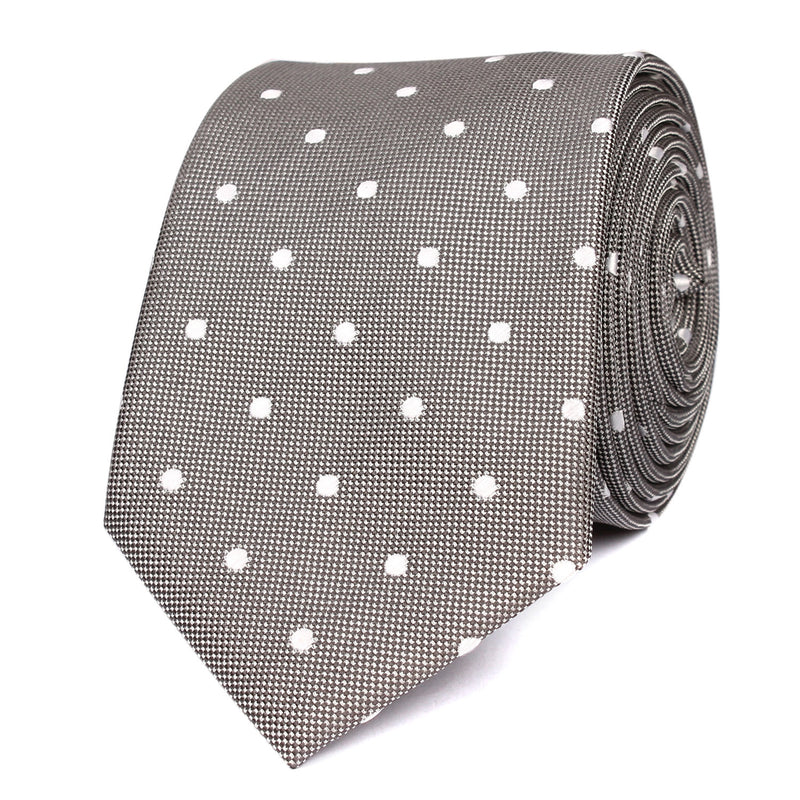 Grey with White Polka Dots - Skinny Tie | Wedding Slim Ties for Men AU ...