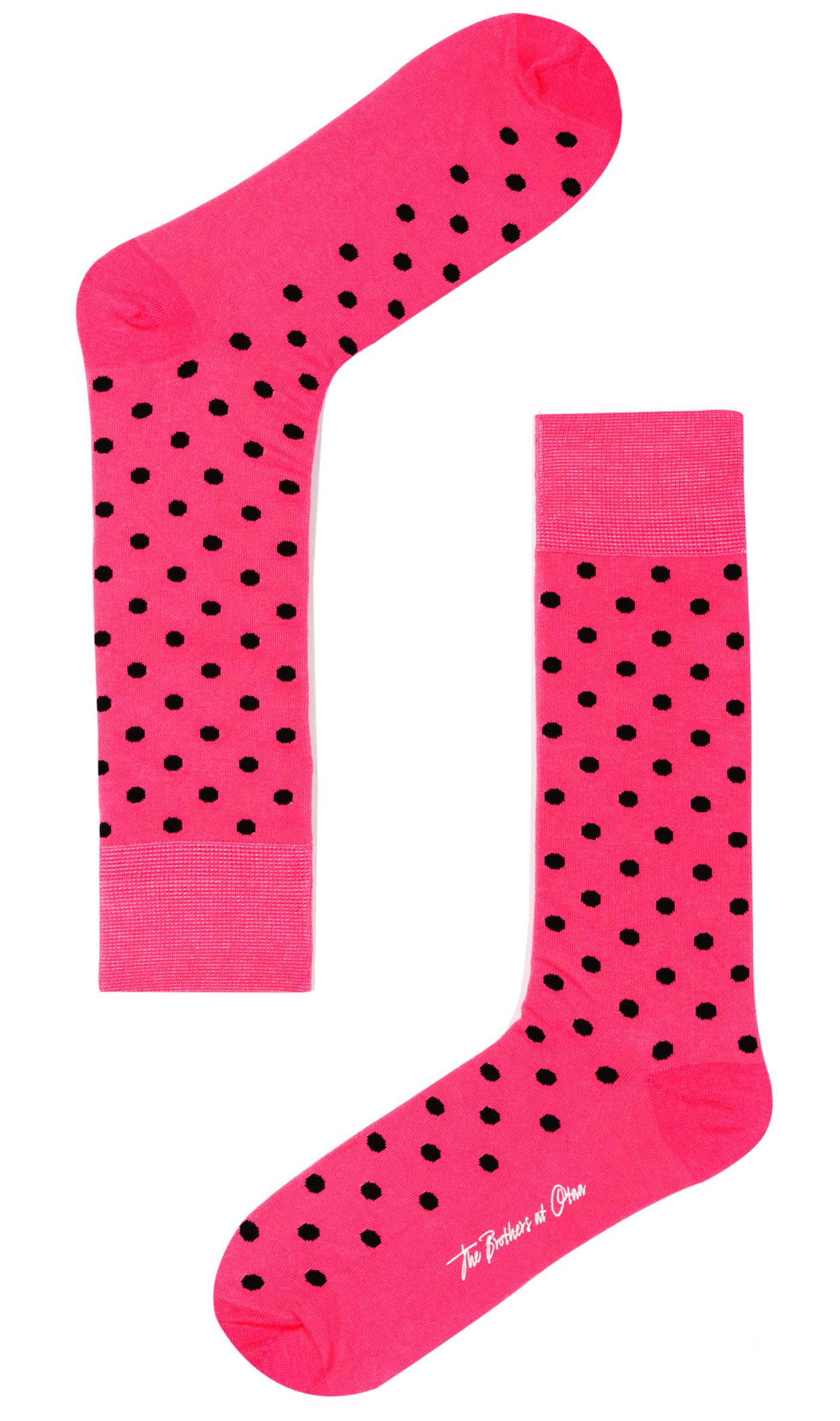 Hot Pink Dot Socks | Mens Happy Socks | Polka Dots Cotton Crew Sock | OTAA